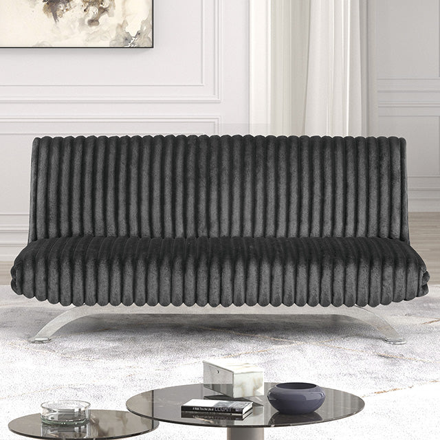 Villeneuve Futon Sofa Bed Black, Pink, & Grey - Marjories Furniture (Las Vegas, NV)