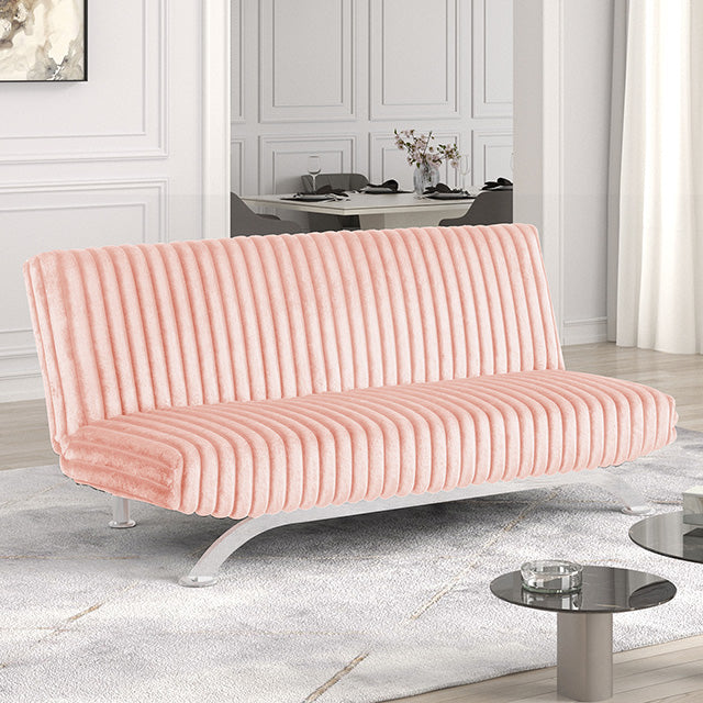 Villeneuve Futon Sofa Bed Black, Pink, & Grey - Marjories Furniture (Las Vegas, NV)