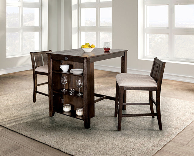 Lescles 3 Pc Counter Ht Set (1 Table + 2 Chairs) - Marjories Furniture (Las Vegas, NV)