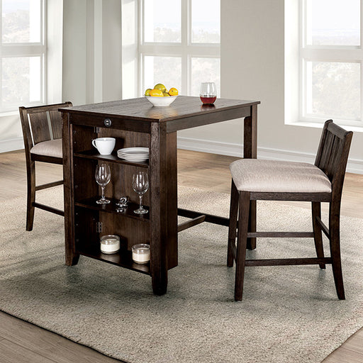 Lescles 3 Pc Counter Ht Set (1 Table + 2 Chairs) - Marjories Furniture (Las Vegas, NV)