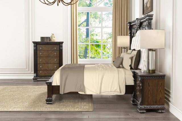Promenade E.King & Queen Bed Brown & White - Marjories Furniture (Las Vegas, NV)