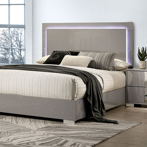 Sinistra Bed Beige, Black, White - Marjories Furniture (Las Vegas, NV)