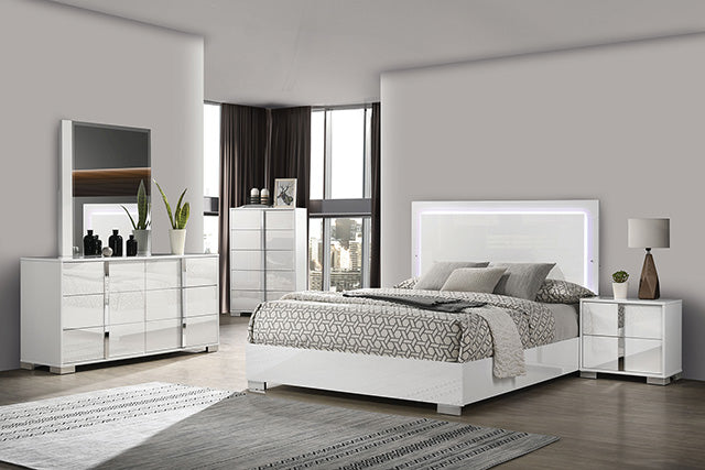 Sinistra Bed Beige, Black, White - Marjories Furniture (Las Vegas, NV)