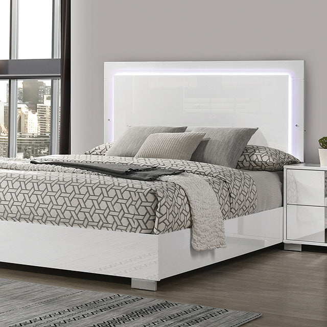 Sinistra Bed Beige, Black, White - Marjories Furniture (Las Vegas, NV)