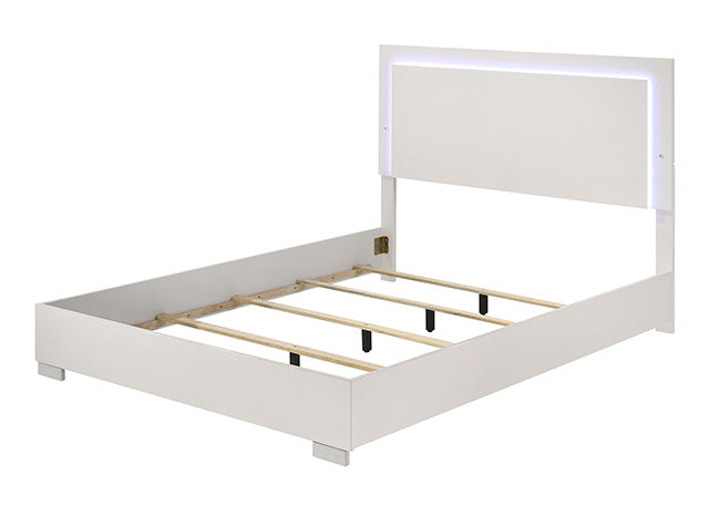 Sinistra Bed Beige, Black, White - Marjories Furniture (Las Vegas, NV)