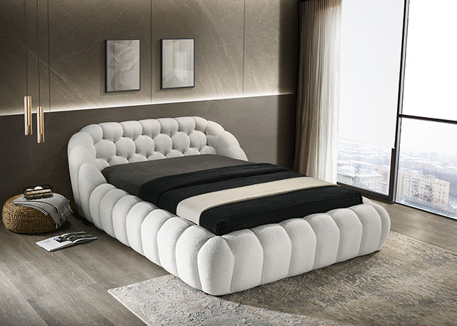 Newquay E.King & Queen Bed White, Grey, & Black - Marjories Furniture (Las Vegas, NV)
