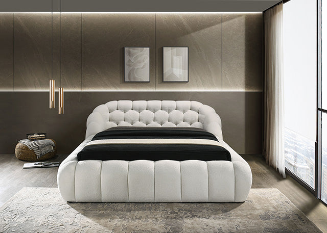 Newquay E.King & Queen Bed White, Grey, & Black - Marjories Furniture (Las Vegas, NV)