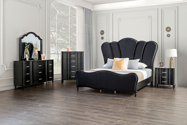 Melodi Parc E.King & Queen Bed Black & Silver - Marjories Furniture (Las Vegas, NV)