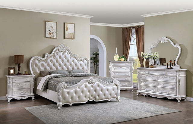 Ventresca Bed White & Chrome - Marjories Furniture (Las Vegas, NV)