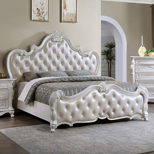 Ventresca Bed White & Chrome - Marjories Furniture (Las Vegas, NV)