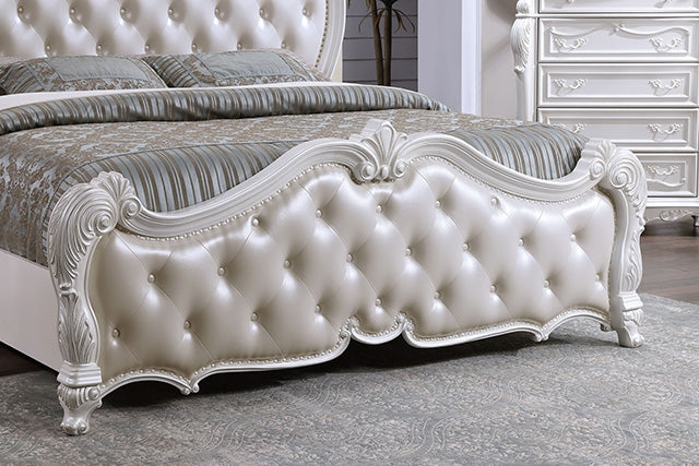 Ventresca Bed White & Chrome - Marjories Furniture (Las Vegas, NV)
