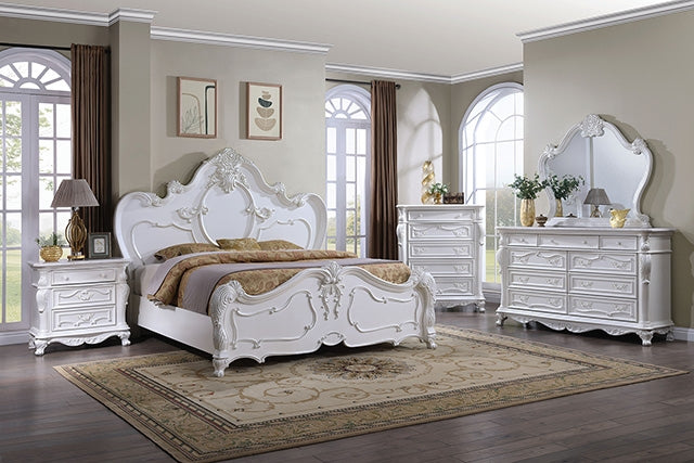 Roselli Bed Chrome & White - Marjories Furniture (Las Vegas, NV)