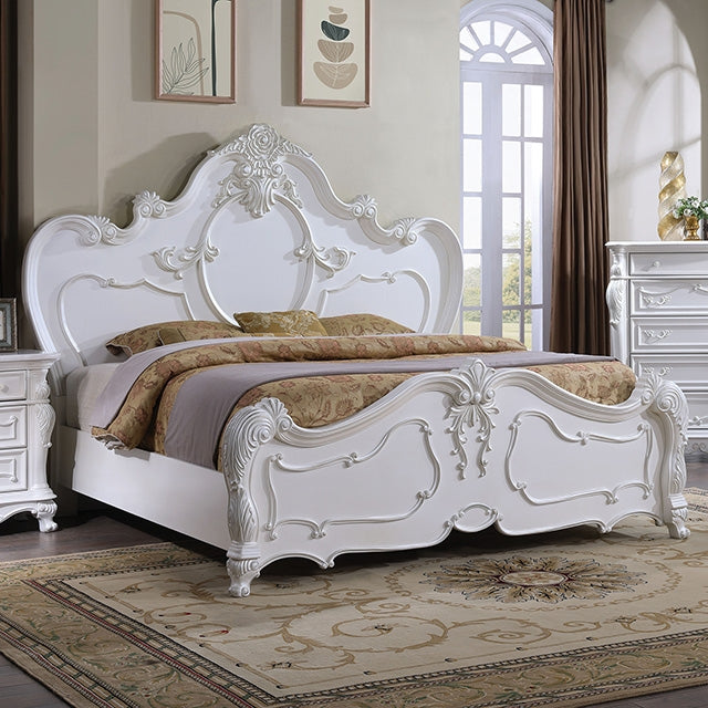 Roselli Bed Chrome & White - Marjories Furniture (Las Vegas, NV)