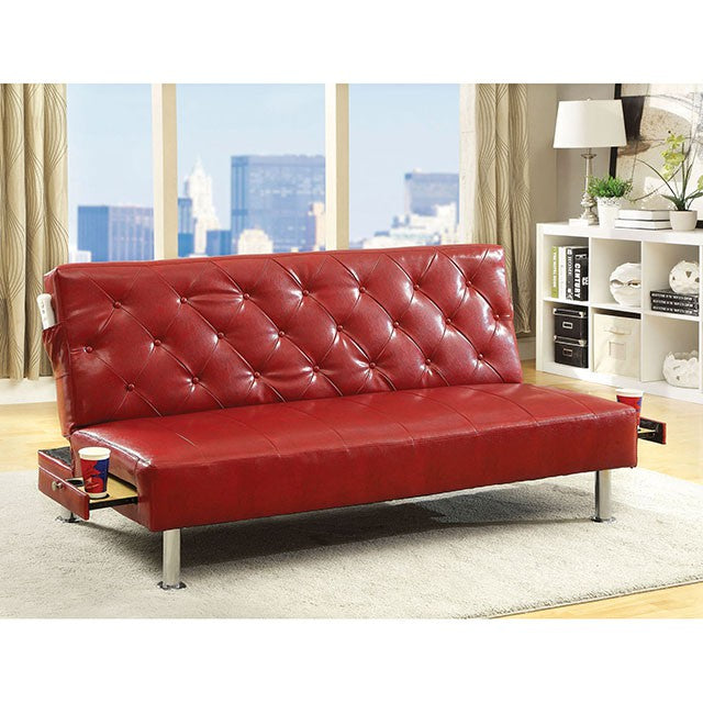 Farel Futon Sofa Red & White - Marjories Furniture (Las Vegas, NV)