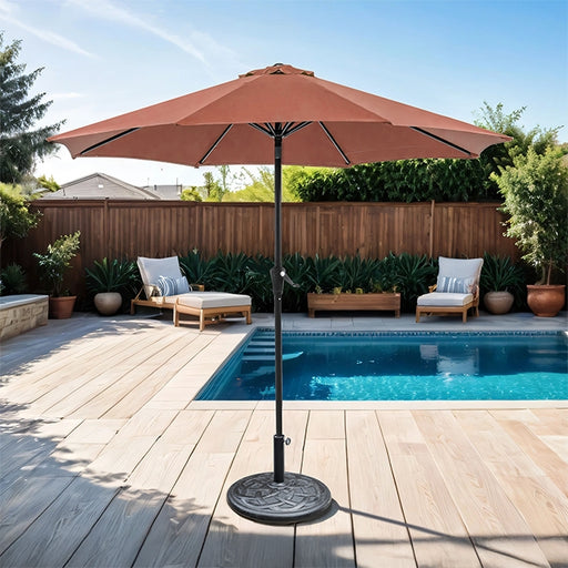 Tano 9' Outdoor Umbrella + 21" Round Base - Marjories Furniture (Las Vegas, NV)