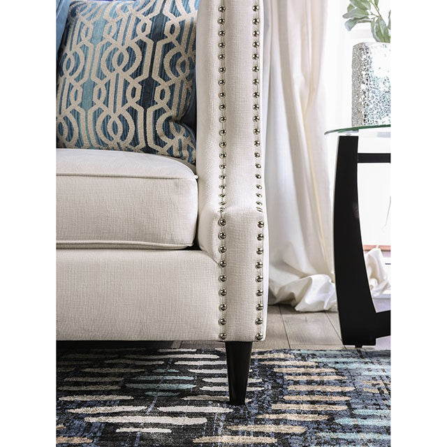 Tegan Beige/Light Blue Love Seat - Marjories Furniture (Las Vegas, NV)