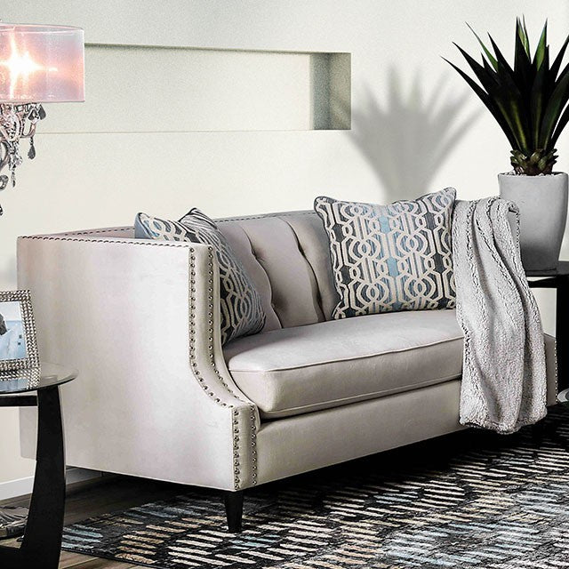 Tegan Beige/Light Blue Love Seat - Marjories Furniture (Las Vegas, NV)