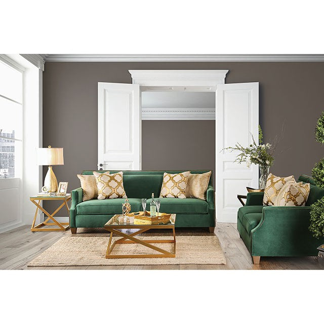 VERDANTE Emerald Green/Gold Sofa - Marjories Furniture (Las Vegas, NV)