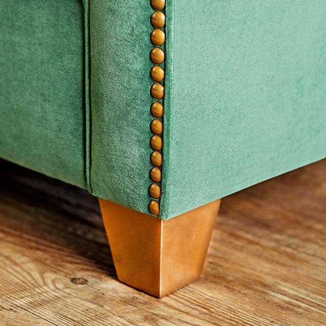 VERDANTE Emerald Green/Gold Sofa - Marjories Furniture (Las Vegas, NV)