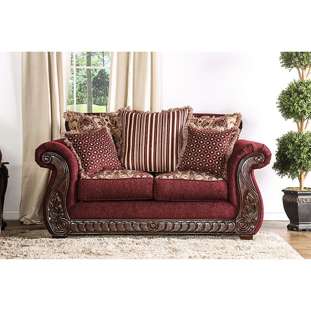TABITHA Wine Love Seat, Wine - Marjories Furniture (Las Vegas, NV)
