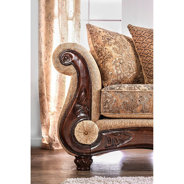 NICANOR Tan/Gold Sofa - Marjories Furniture (Las Vegas, NV)