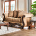 NICANOR Tan/Gold Love Seat - Marjories Furniture (Las Vegas, NV)