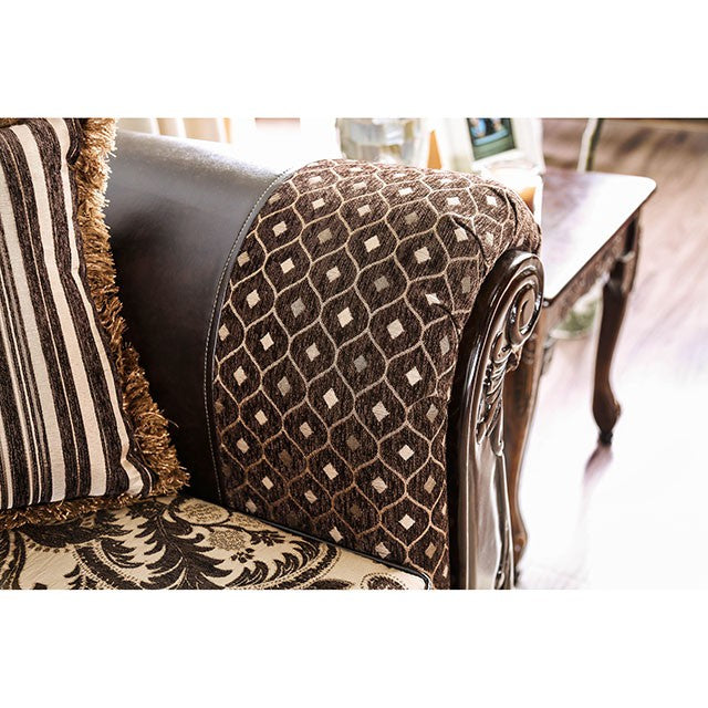 Quirino Light Brown/Dark Brown Love Seat - Marjories Furniture (Las Vegas, NV)