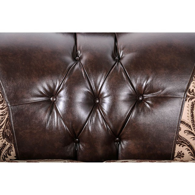 Quirino Light Brown/Dark Brown Love Seat - Marjories Furniture (Las Vegas, NV)