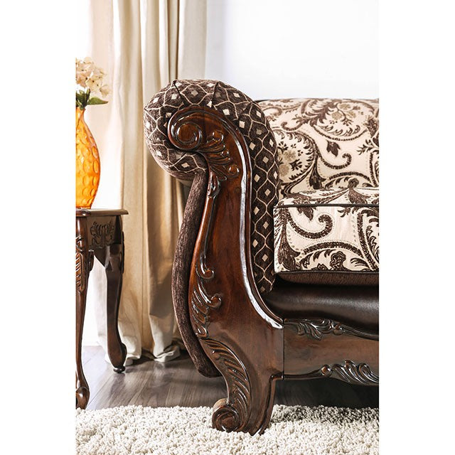 Quirino Light Brown/Dark Brown Love Seat - Marjories Furniture (Las Vegas, NV)
